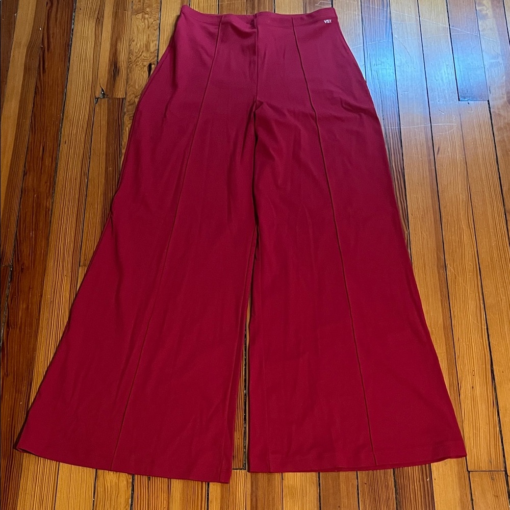 Wide Leg High-Rise Pants in Deep Wine
